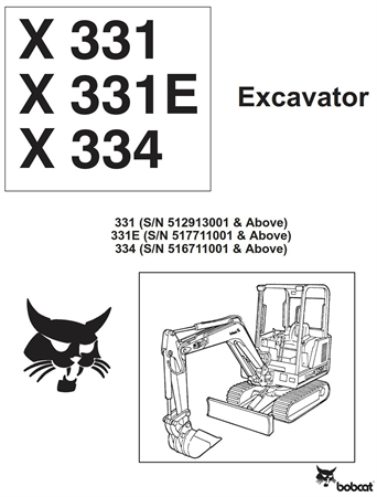 Bobcat X331, X331E, X334 Compact Excavator