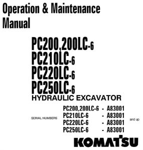 Komatsu PC200-6, PC200LC-6, PC210LC-6, PC220LC-6, PC250LC-6 Hydraulic Excavator