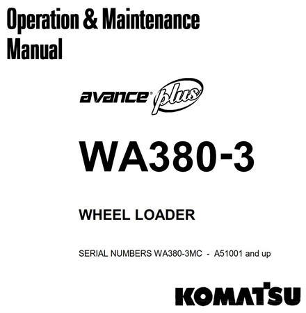 Komatsu WA380-3 Wheel Loader Operation & Maintenance Manual